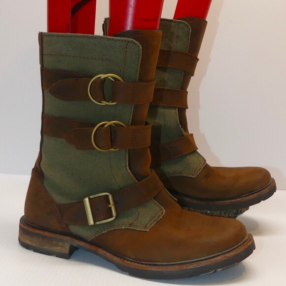 Women's L.L Bean Old Port moto harness biker combat boots sz 8 M - Picture 7 of 11